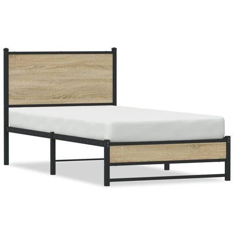 vidaXL Metal Bed Frame without Mattress Sonoma Oak 75x190 cm Small Single