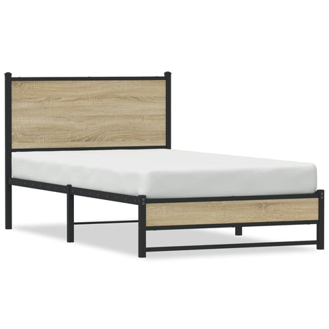 vidaXL Metal Bed Frame without Mattress Sonoma Oak 100x200 cm