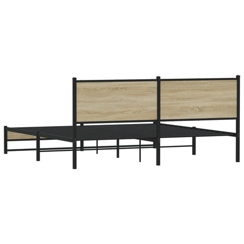 vidaXL Metal Bed Frame without Mattress Sonoma Oak 160x200 cm