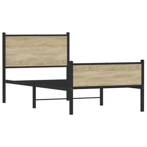 vidaXL Metal Bed Frame without Mattress Sonoma Oak 90x190 cm Single