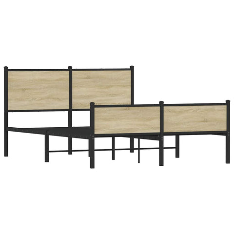 vidaXL Metal Bed Frame without Mattress Sonoma Oak 137x190 cm