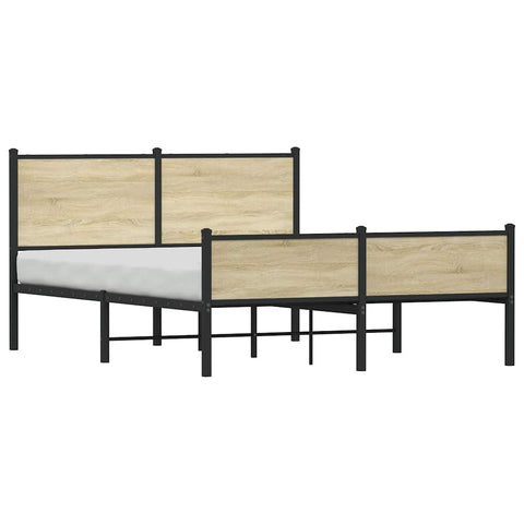 vidaXL Metal Bed Frame without Mattress Sonoma Oak 137x190 cm