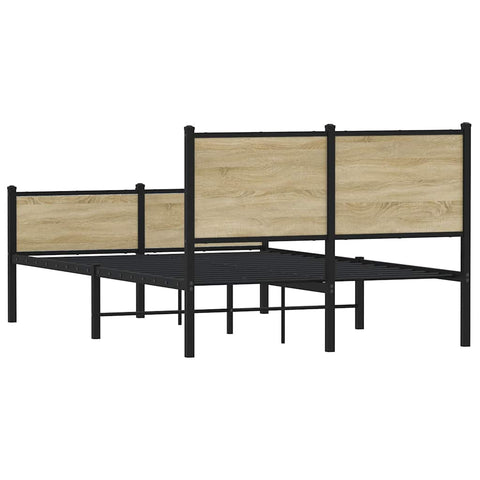 vidaXL Metal Bed Frame without Mattress Sonoma Oak 137x190 cm