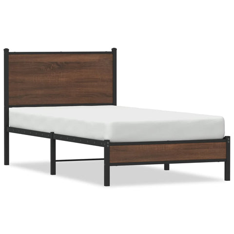 vidaXL Metal Bed Frame without Mattress Brown Oak 80x200 cm