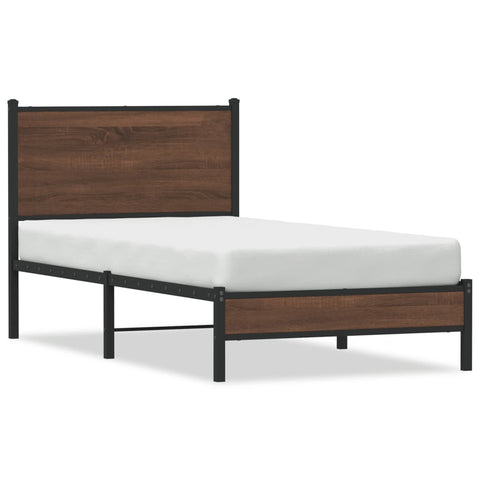 vidaXL Metal Bed Frame without Mattress Brown Oak 90x200 cm