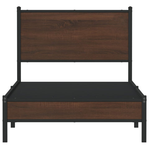 vidaXL Metal Bed Frame without Mattress Brown Oak 90x200 cm
