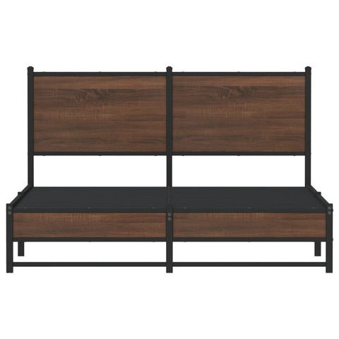 vidaXL Metal Bed Frame without Mattress Brown Oak 150x200 cm King Size