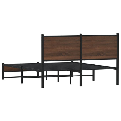 vidaXL Metal Bed Frame without Mattress Brown Oak 150x200 cm King Size