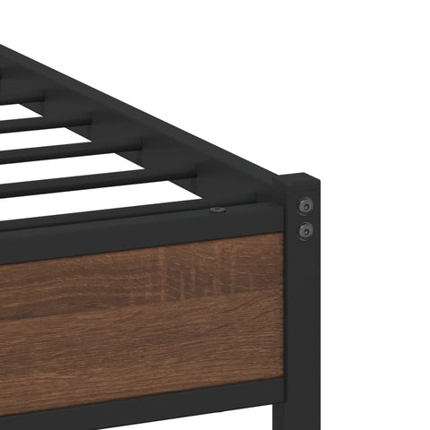 vidaXL Metal Bed Frame without Mattress Brown Oak 150x200 cm King Size