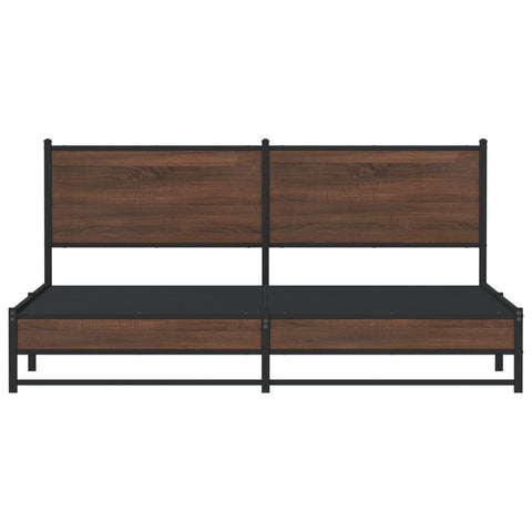 vidaXL Metal Bed Frame without Mattress Brown Oak 160x200 cm
