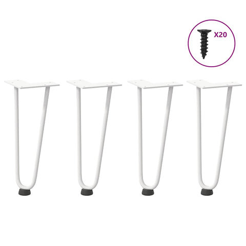 vidaXL Hairpin Legs for Coffee Table 4 pcs White 30 cm Solid Steel