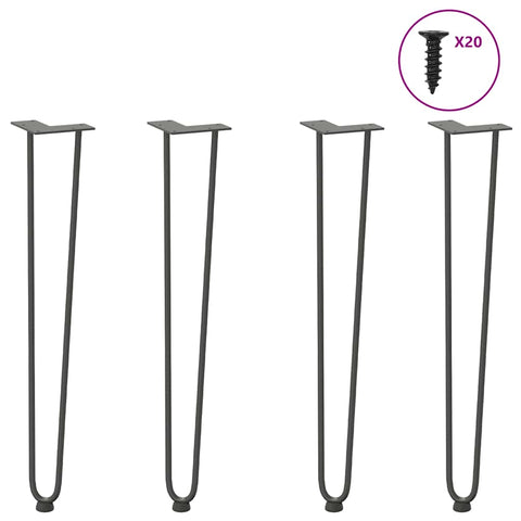 vidaXL Hairpin Table Legs 4 pcs Anthracite 72 cm Solid Steel