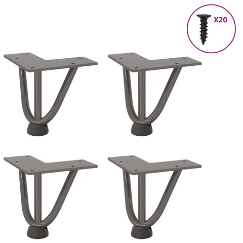 vidaXL Hairpin Table Legs 4 pcs Natural Steel 10 cm Solid Steel