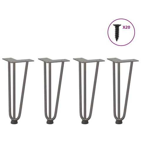 vidaXL Hairpin Legs for Coffee Table 4 pcs Natural Steel 30 cm Solid Steel