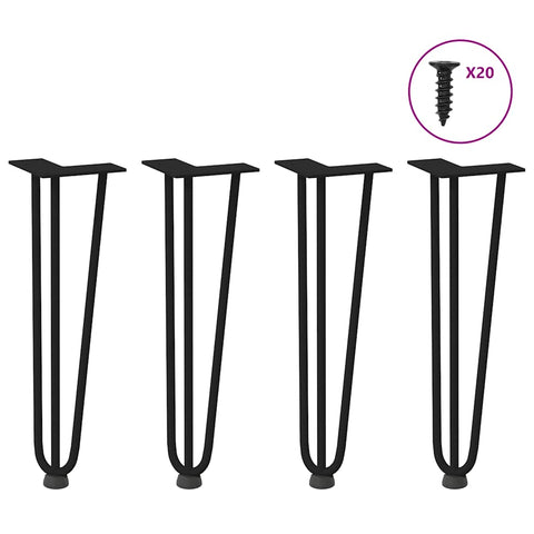 vidaXL Hairpin Legs for Coffee Table 4 pcs Black 42 cm Solid Steel