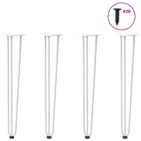 vidaXL Hairpin Table Legs 4 pcs White 72 cm Solid Steel