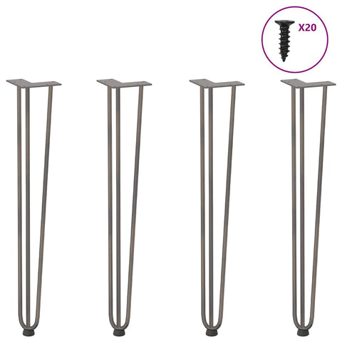vidaXL Hairpin Table Legs 4 pcs Natural Steel 72 cm Solid Steel