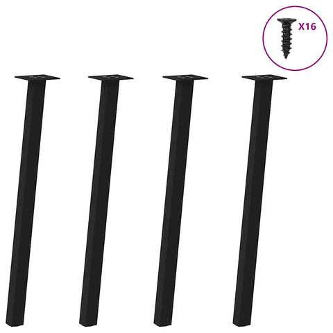 vidaXL Coffee Table Legs 4 pcs Black 72 cm Steel