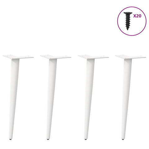 vidaXL Coffee Table Legs Conical Shape 4 pcs White 42-43 cm Steel