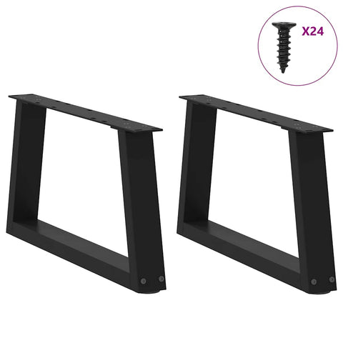 vidaXL Dining Table Legs V-Shape 2 pcs Black 60x(30-31.3) cm Steel
