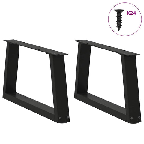 vidaXL Dining Table Legs V-Shape 2 pcs Black 70x(30-31.3) cm Steel