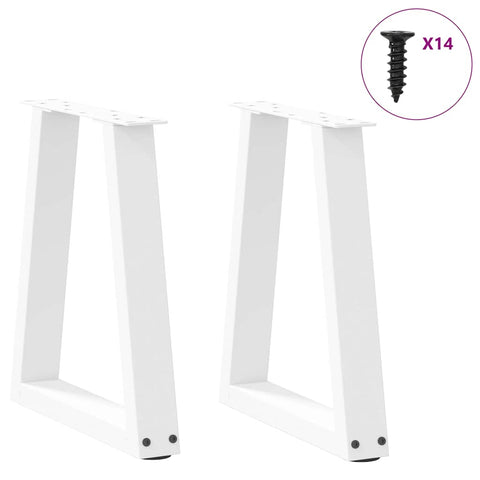 vidaXL Coffee Table Legs V-Shape 2 pcs White 38x(42-43.3) cm Steel