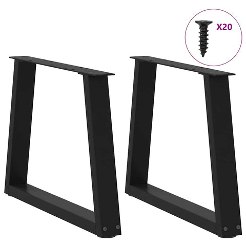 vidaXL Dining Table Legs V-Shape 2 pcs Black 50x(42-43.3) cm Steel