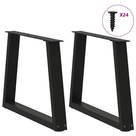 vidaXL Dining Table Legs V-Shape 2 pcs Black 70x(42-43.3) cm Steel