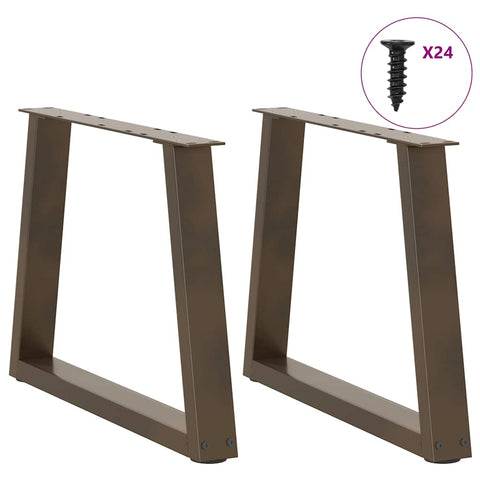 vidaXL Coffee Table Legs V-Shape 2 pcs Natural Steel 70x(42-43.3) cm Steel