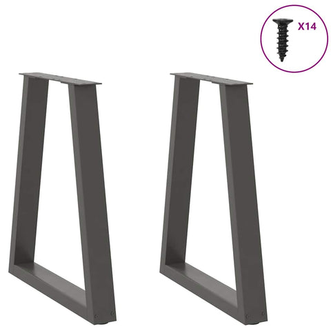 vidaXL Dining Table Legs V-Shape 2 pcs Anthracite 50x(72-73.3) cm Steel