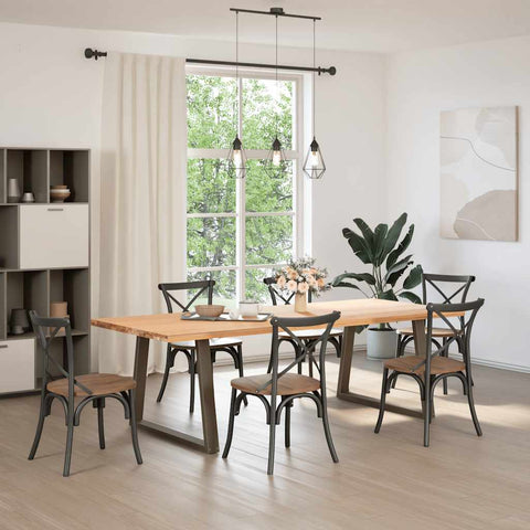 vidaXL Dining Table Legs V-Shape 2 pcs Natural Steel 100x(72-73.3) cm Steel
