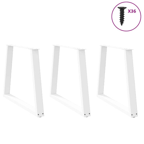 vidaXL Dining Table Legs V-Shape 3 pcs White 70x(72-73.3) cm Steel