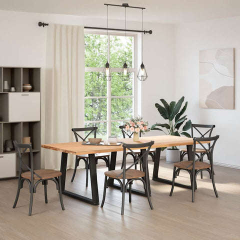 vidaXL Dining Table Legs V-Shape 3 pcs Black 100x(72-73.3) cm Steel