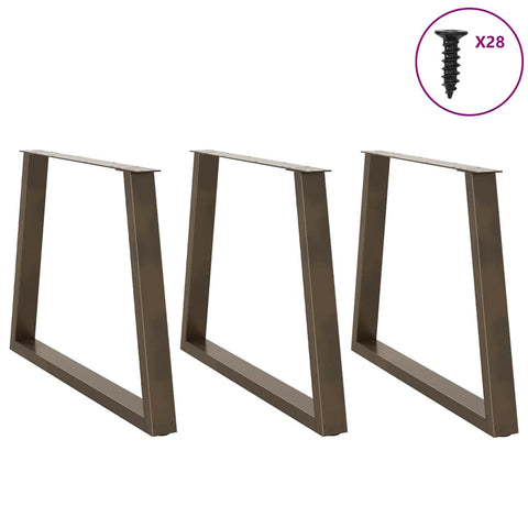 vidaXL Dining Table Legs V-Shape 3 pcs Natural Steel 100x(72-73.3) cm Steel