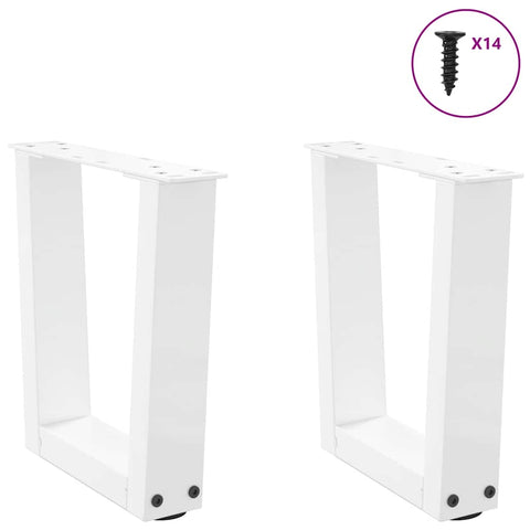 vidaXL Dining Table Legs V-Shape 2 pcs White 30x(30-31.3) cm Steel
