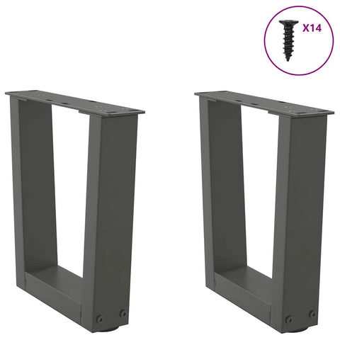 vidaXL Dining Table Legs V-Shape 2 pcs Anthracite 30x(30-31.3) cm Steel