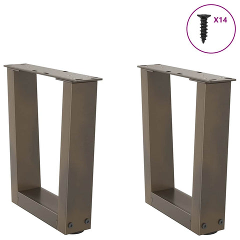 vidaXL Dining Table Legs V-Shape 2 pcs Natural Steel 30x(30-31.3) cm Steel