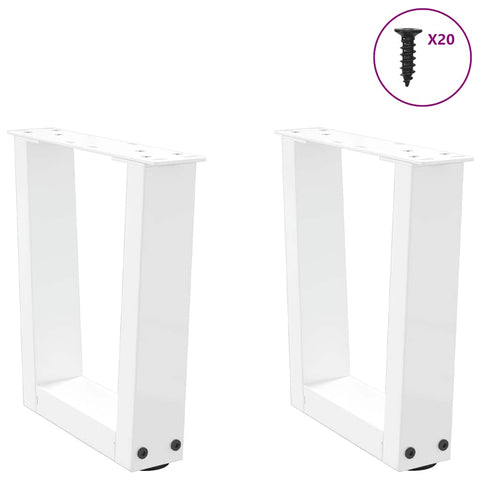 vidaXL Dining Table Legs V-Shape 2 pcs White 40x(30-31.3) cm Steel