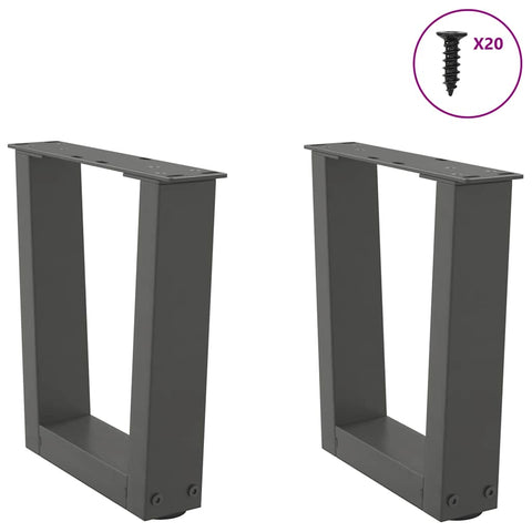 vidaXL Dining Table Legs V-Shape 2 pcs Anthracite 40x(30-31.3) cm Steel