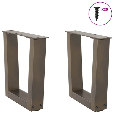vidaXL Dining Table Legs V-Shape 2 pcs Natural Steel 40x(30-31.3) cm Steel