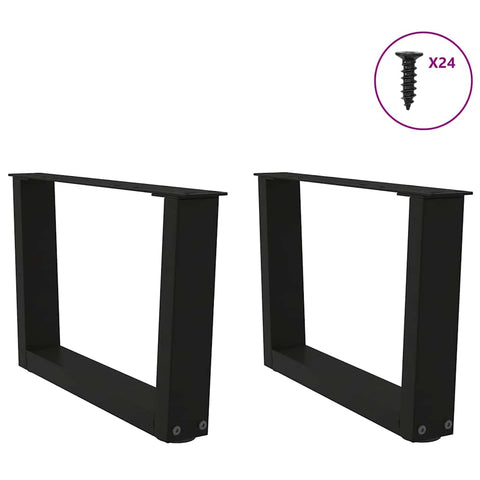 vidaXL Dining Table Legs V-Shape 2 pcs Black 50x(30-31.3) cm Steel