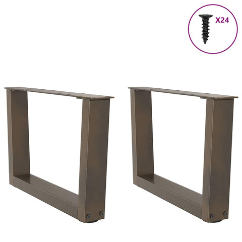 vidaXL Dining Table Legs V-Shape 2 pcs Natural Steel 60x(30-31.3) cm Steel