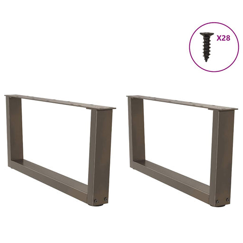 vidaXL Dining Table Legs V-Shape 2 pcs Natural Steel 70x(30-31.3) cm Steel