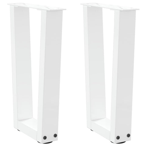 vidaXL Dining Table Legs V-Shape 2 pcs White 28x(42-43.3) cm Steel