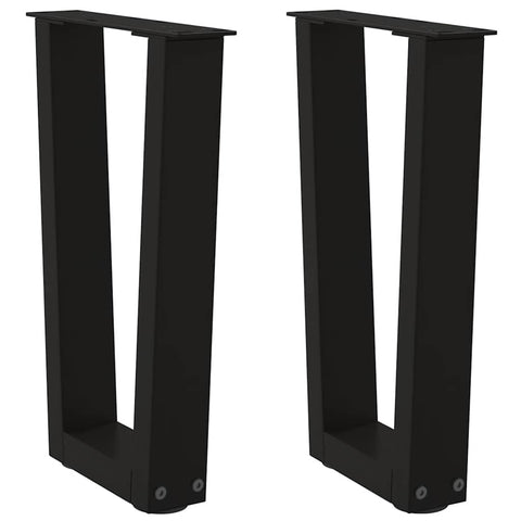 vidaXL Dining Table Legs V-Shape 2 pcs Black 38x(42-43.3) cm Steel