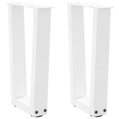 vidaXL Dining Table Legs V-Shape 2 pcs White 38x(42-43.3) cm Steel