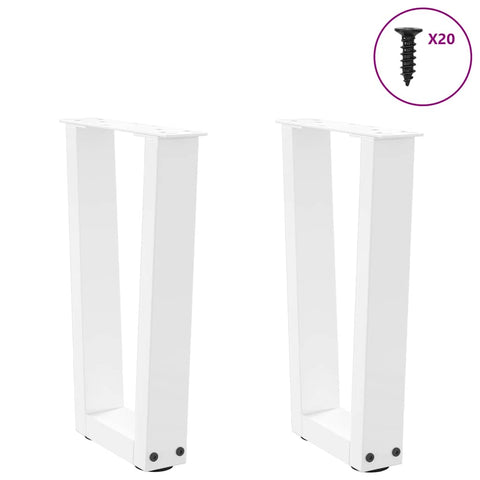 vidaXL Dining Table Legs V-Shape 2 pcs White 38x(42-43.3) cm Steel