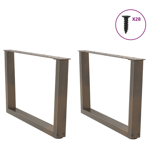 vidaXL Dining Table Legs V-Shape 2 pcs Natural Steel 70x(42-43.3) cm Steel