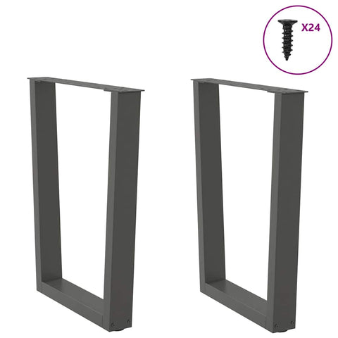 vidaXL Dining Table Legs V-Shape 2 pcs Anthracite 70x(72-73.3) cm Steel