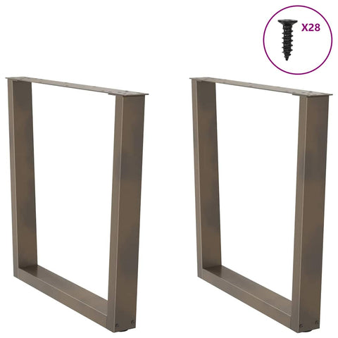 vidaXL Dining Table Legs V-Shape 2 pcs Natural Steel 80x(72-73.3) cm Steel